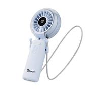 QUMOX Ventilateur Brumisateur Portable, Mini Ventilateur Rechargeable USB Pliable avec Affichage Numérique de Batterie, 3 Vitesses, Ventilateur de Poche et de Bureau pour Voyage, Bureau, Été,bleu