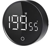 QUMOX Minuteur Numérique F5 avec Compte à Rebours et Chronomètre - Molette Rotative, Volume Réglable, Aimant Intégré, Piles AAA - Idéal pour Cuisine, Étude, Bureau - Noir