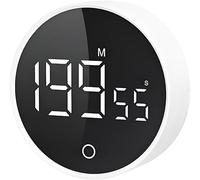 QUMOX Minuteur Numérique F5 avec Compte à Rebours et Chronomètre - Molette Rotative, Volume Réglable, Aimant Intégré, Piles AAA - Idéal pour Cuisine, Étude, Bureau - Blanc