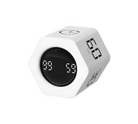 QUMOX Minuteur Pomodoro F6, Minuteur Hexagonal à Gravité, Silencieux, Blanc | Lancez ou arrêtez automatiquement le chronomètre en retournant le minuteur.