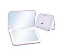 QUMOX Miroir de Maquillage Compact Rechargeable LED, B1289, Violette | Comprend un miroir standard pour le maquillage quotidien et un miroir grossissant 2X pour les gestes précis comme l’eyeliner.