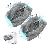 QUMOX Sac à Linge pour Chaussures pour Machine à Laver et sèche-Linge, Sac de Lavage de Chaussures réutilisable et Durable avec Housse zippée en Peluche, Lot de 2, Gris