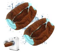 QUMOX Sac à Linge pour Chaussures pour Machine à Laver et sèche-Linge, Sac de Lavage de Chaussures réutilisable et Durable avec Housse zippée en Peluche, Lot de 2, Marron