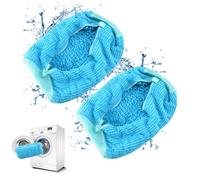 QUMOX Sac à Linge pour Machine à Laver et sèche-Linge, Sac de Lavage à Chaussures Durable et réutilisable avec Housse zippée en Peluche, Lot de 2, Bleu