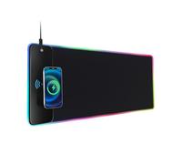 Qumox Tapis de Souris XXL RGB avec Chargeur sans Fil 15W - 10 Modes LED, Surface Lisse, Base Antidérapante, 800×300×4 mm - pour Bureau, PC, Gaming