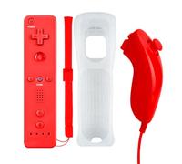 QUMOX Télécommande Contrôleur à distance et joystick Nunchuck compatible avec wii/wii u (rouge)