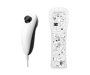 QUMOX Télécommande Wii et Nunchuck Noire compatibles avec la Console pour Wii/Wii U (Motion Plus Non Incluse)