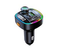 QUMOX Transmetteur FM Bluetooth 5.0 pour Voiture C22 avec Charge Rapide 30W PD, Affichage Tension, Bouton de Commande, Lecture Musique USB/TF, Assistant Vocal, Appels Mains Libres