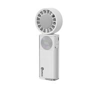 QUMOX Ventilateur Portable avec Plaque Refroidissante, Ventilateur à Main Rechargeable USB-C 100 Vitesses, Batterie 6000mAh, Écran Numérique, Pliable, Ventilateur de Bureau pour Voyage Bureau,blanc