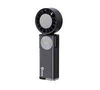 QUMOX Ventilateur Portable avec Plaque Refroidissante, Ventilateur à Main Rechargeable USB-C 100 Vitesses, Batterie 6000mAh, Écran Numérique, Pliable, Ventilateur de Bureau pour Voyage Bureau,noir