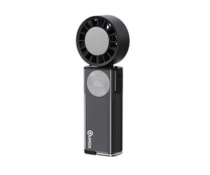 QUMOX Ventilateur Portable avec Plaque Refroidissante, Ventilateur à Main Rechargeable USB-C 100 Vitesses, Batterie 6000mAh, Écran Numérique, Pliable, Ventilateur de Bureau pour Voyage Bureau,noir
