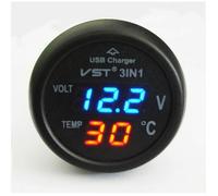 QUMOX Voltmètre Allume-cigare Thermomètre Chargeur USB LED Auto 12-24V