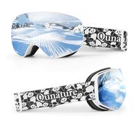 Qunature Lunettes Ski OTG Anti-Buée Panda Motif Parent-Enfant Visière Sphérique HD Snowboard Anti-UV Masque Motoneige Élastique Respirant Unisexe Adolescent Compatible avec Casque Grand Vision Hiver