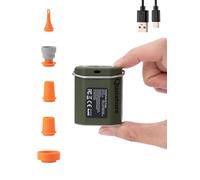 QUNATURE Mini pompe à air portable pour objets gonflables avec lumière de camping à 3 modes, 800 mAh de type C, rechargeable, 45 g, pompe à air électrique légère avec 5 buses pour gonflables, vert