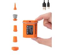 QUNATURE Mini pompe à air portable pour objets gonflables avec lumière de camping à 3 modes, 800 mAh de type C, rechargeable, 45 g, pompe à air électrique légère avec 5 buses pour gonflables, orange