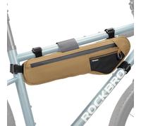 Qunature Sacoche de Cadre Tube Inférieur 4,2L avec Poche Extérieure, Grande Capacité et Sortie Hydratation, Sac Vélo Étanche pour Gravel, VTT, Kaki M