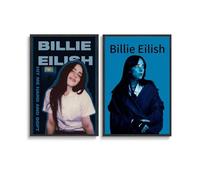 Qunchaos Billie Eilish Lot de 2 affiches sur toile décoratives pour chambre - 30 x 45 cm