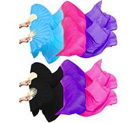 Qunclay Lot de 2 paires d'éventails en soie artificielle de 1,8 m pour danse du ventre - En soie artificielle - Pour danse nationale - Couleur vive