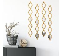 Qunclay Lot de 4 miroirs en forme de goutte d'eau - Décoration murale longue et étroite pour appartement, salon, salle de bain, chambre à coucher, entrée (doré)