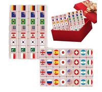 Quniwokid Jouet Classique De Mahjong, Jeu D'évasion Blocs Ensembles De Mahjong, 65 Tuiles Drapeau Et Motif d'animal De Compagnie Jeu De Mahjongs Jeux De Société en Bord De Plage