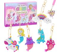 Qunkun Diamond Painting Porte-clés licorne Diamond Painting pour filles - Bricolez vos propres porte-clés, peinture diamant 5D par numéros - Kits d'art pour filles, enfants, tout-petits