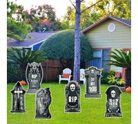 Qunkun Pierres tombales d'Halloween, décoration d'Halloween, pierre tombale d'Halloween, décoration de cimetière, décoration effrayante, figurines de décoration d'extérieur pour Halloween