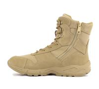 QUNLON Chaussure Rangers Militaire Homme Bottes Tactique Durable Botte de Randonnée Chaussures de Travail Homme Bottine Moto Beige 47EU