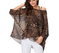 Qunsia Poncho en Mousseline de Soie pour Femme Motif Chauve-Souris - Marron - Taille Unique