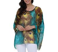 Qunsia Poncho en mousseline de soie pour femme Motif chauve-souris, Z-4300, One Size