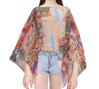 Qunsia Poncho en mousseline de soie pour femme Motif chauve-souris, Z-8173#5, taille unique