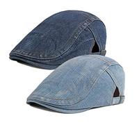 Qunson Lot de 2 Casquettes en Coton Denim pour Homme Style Chauffeur, Chasseur, Gatsby, Taille Unique