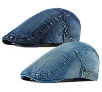 Qunson Lot de 2 Casquettes en Coton Denim pour Homme Style Chauffeur, Chasseur, Gatsby, Taille Unique
