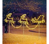Quntis 129 LEDs Decoration Noel Exterieur, [Blanc Chaud & Multicolore] Rennes Noel Lumineux IP65 Etanche, Decoration Noël avec Fonction Mémoire & Minuterie, Deco Noël pour Jardin Chemin Cour