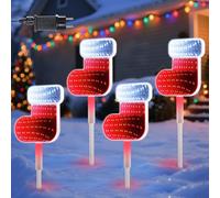 Quntis 176 LEDs Decoration Noel Exterieur avec Effet Infinity 3D Miroir Tunnel, IP44 LED Lumiere Noel Exterieur avec prise- 4 Chaussettes de Noël - Décoration Noël Extérieur pour Jardin Chemin Cour