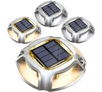 Quntis 4Pcs Lampe Solaire Extérieure Etanche IP68 Balise Solaire Jardin | 2 Couleurs Commutable Blanc Chaud/Froid, Aluminium Charge jusqu'à 20T, Lampe Solaire Sol Escalier Chemin Pont Piscine