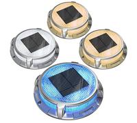 Quntis 4Pcs Lampe Solaire Extérieure Etanche IP68 Balise Solaire Sol | 3 Couleurs Commutable, Aluminium Charge jusqu'à 20T, Lampe Solaire Escalier Chemin Pont Piscine