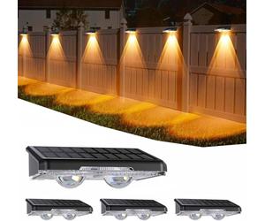 Quntis Applique Murale Exterieur Solaire Lot de 4, IP44 Étanche Applique Solaire Exterieur avec 11 Modes, Blanc Chaud & Blanc Froid & Multicolore, Outdoor Solar Light pour Jardin, Murale, Terrasse