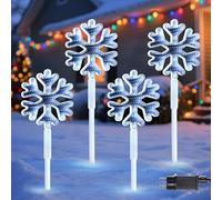 Quntis Decoration Noel Exterieur 73 LED 3D Flocons de Neige Lumineux IP44 Étanche avec Fonction Mémoire & Minuterie Deco Jardin Chemin Cour Allées -Blanc bleuté