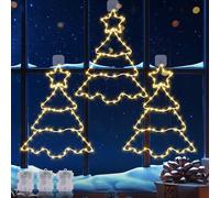 Quntis Guirlande Fenetre Noel, 3 Pièces 180 LEDs Rideau Lumineux Noel 8 Modes avec Timer Lumiere Noël Fenetre à Pile Decoration Noël Fenetre Lumineuse pour Exterieur Intérieur Vitrine, Blanc Chaud