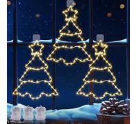 Quntis Guirlande Fenetre Noel, 3 Pièces 210LED Rideau Lumineux Noel 8 Modes avec Timer Lumiere Noel Fenetre à Pile Decoration Noel Fenetre Lumineuse pour Exterieur Intérieur Sapin de Noel, Blanc Chaud