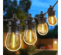 Quntis IP65 LED Guirlande Guinguette Extérieure/Intérieure 30 S14 Ampoules, Guirlande Lumineuse Guinguette pour Soirée Mariage Jardin Terrasse Pergola, Guirlande Décoration Connectable Blanc Chaud