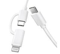 Quntis Lot de 2 Câble Lightning 2m, 2 En 1 Chargeur Rapide USB C vers USB C Compatible avec iPhone 14 13 12 11 Se XR 8 Plus iPad Pro iPad Air, Fil Universel Cordon Type C