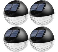 Quntis Lot de 4 Applique Murale Exterieur Solaire, IP65 Étanche | Lumière Blanche Chaud, Auto ON/OFF, Sans Fil, Éclairage Décoratif, pour Clôture Mur Terrasse Escalier Cour Allée Chemin