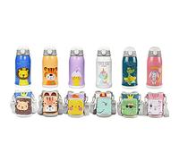 QUNUNOIRE Bouteille d'eau Isotherme Efant en Acier Inoxydable Bouteille Réutilisable Gourde Inox sans BPA isolé à Double Paroi Gourde Isotherme pour Garçon Fille Licorne