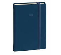 Agenda Journalier Prestige Quo Vadis - Multilingue - Silk - 12 mois de Janv/Déc - 16x24 cm - avec élastique - Bleu