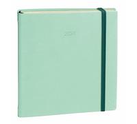 Quo Vadis - Agenda - 2025 - Exécutif Prestige - Semainier Planning - Multilingue - Silk - Vert clair - 13 mois de décembre à décembre - 16x16 cm - Papier Clairefontaine ivoire - Fabrication française
