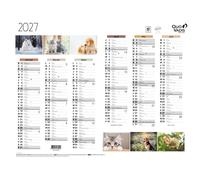 Quo Vadis Calendrier annuel 6 mois par face 43 x 33,5 cm - Chiens et Chats - Janvier à Décembre 2027
