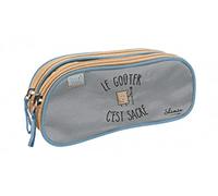 Quo Vadis - Collection : SHAMAN - TROUSSE SCOLAIRE - 2 grands compartiments pour ranger stylos, crayons et feutres - Format 10x23x07 cm - Visuel Le goûter c'est sacré