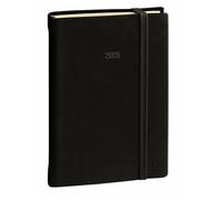 Quo Vadis - Collection : Silk DAILY 21 PRESTIGE avec élastique - Agenda civil - Journalier - Format : 13x21 cm - Coloris : Noir - Année : 2024