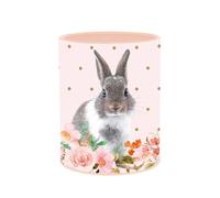 Quo Vadis - Pot à crayons - Mes potes à pattes mignons - Multicolore - 8x8x10,5 cm - Métal - Visuel lapin fleurs